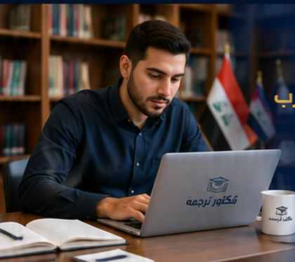دانشجو و پژوهشگر در حال کار روی مقاله و ترجمه تخصصی